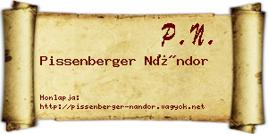 Pissenberger Nándor névjegykártya